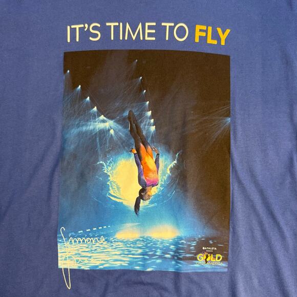 Simon Biles Gold Over America Tour Shirt Athleta Gymnastics Blue Unisex Medium - Picture 5 of 8
